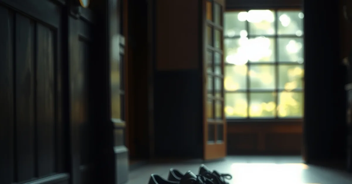Des sandales d'été posées à côté d'une paire de chaussures orthopédiques fermées, dans une lumière chaude de fin d'été, symbolisant la transition de la rentrée